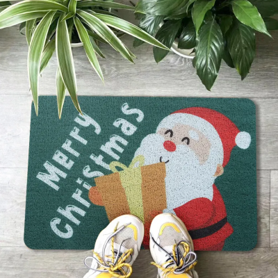 Merry Christmas Decoration Doormat Printing Floor Mat Non-slip Mat Xmas Home Coil Door Mat